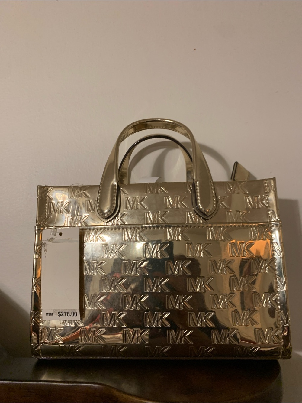 Michael Kors Metallic Gold MK-Embossed Satchel